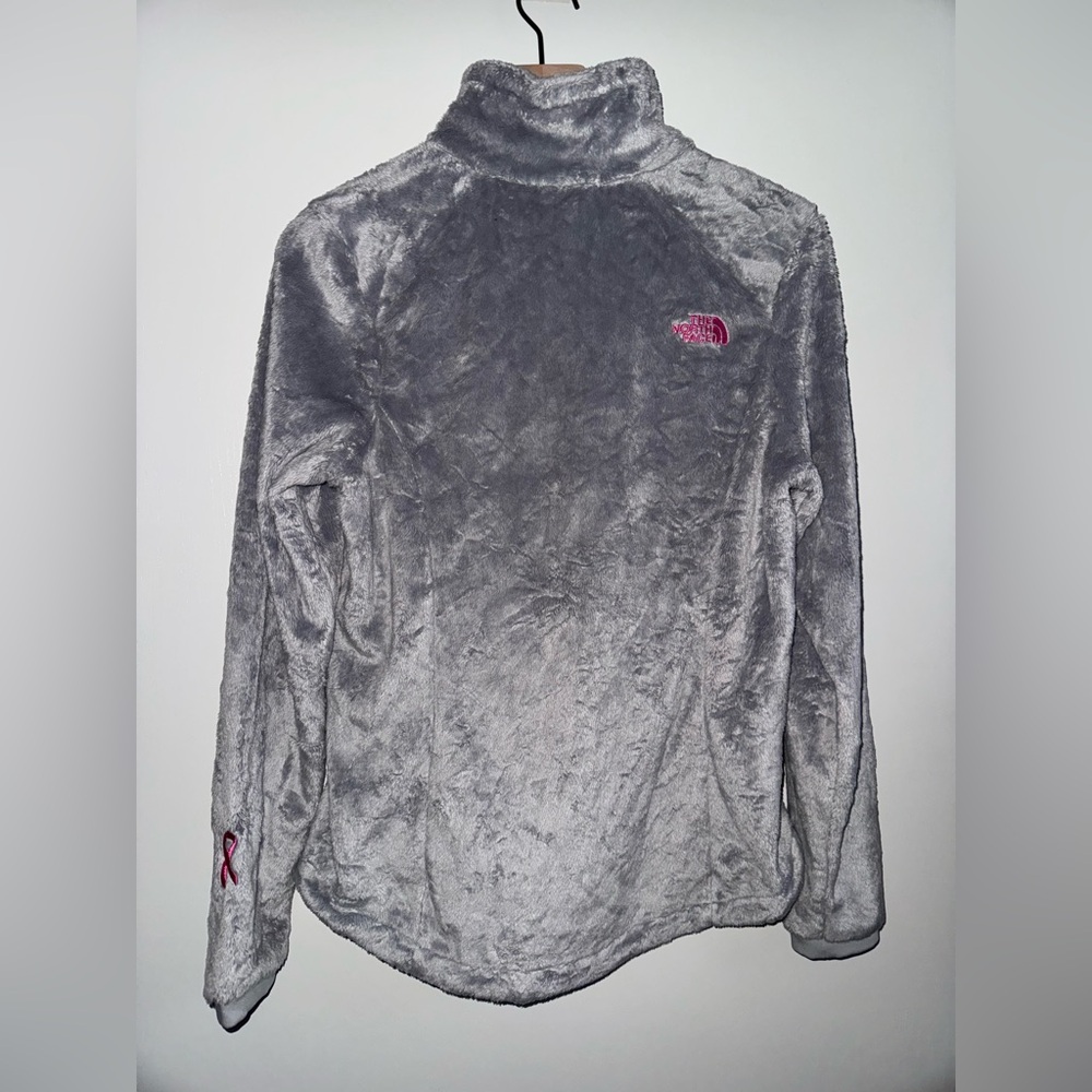The North Face Cancer Awareness Osito Jacket Women Size Medium Silver Polyester - Picture 3 of 13